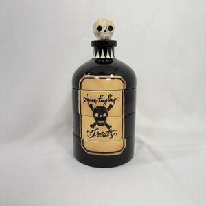 Retired Department 56 Treats Cheese Server Canister Potion / Liquor Bottle Skull